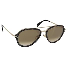 Céline Gafas de sol CELINE Plástico Tortoise Brown Gold Tone Auth BA15025V