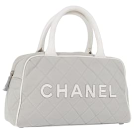 Borsa a mano sportiva CHANEL Canvas Gray Silver CC Auth BA14884A