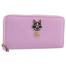 Cartera larga con cremallera GUCCI GG Marmont Bosco de piel Rosa 499337 Auth BA15038V