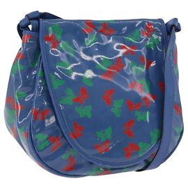 Bolsa de ombro BOTTEGA VENETA em vinil azul e dourado Auth ka5807A