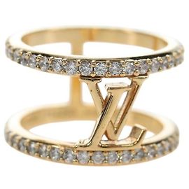 LOUIS VUITTON LV Iconic Strass Ring Metall Gold Tone M1463M LV Auth 195935M