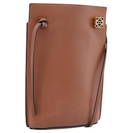 LOEWE Dice Pocket Shoulder Pouch Leather Brown Auth ka5746