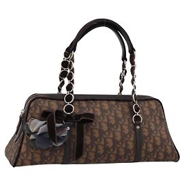 Borsa a mano Christian Dior Trotter Romantic PVC Brown Silver Auth am12294SAM