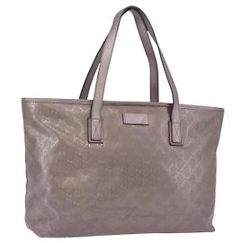 GUCCI GG Implementation Tote Bag PVC Rosa Silber 211137 Auth BA15146