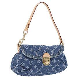 LOUIS VUITTON Monogram Denim Mini Preity Hand Bag Blue M95050 LV Auth 197489SAM
