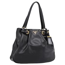 PRADA Tote Bag aus Kalbsleder Schwarz Gold Auth am12245SAM