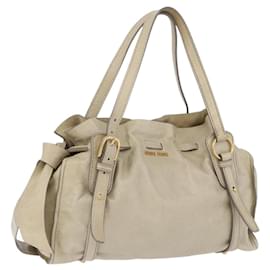 Bolso Tote Miu Miu Vitello Lux Leather Beige Gold Auth 198369M