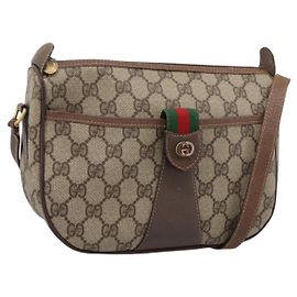 GUCCI GG Supreme Web Sherry Line Schultertasche PVC Beige 001 123 4002 Auth 198493