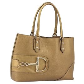Borsa Tote GUCCI Horsebit in pelle dorata 137385 Auth BA14993A