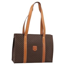 Céline CELINE Macadam Canvas Tote Bag PVC Leder Braun Gold Auth am12243V
