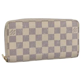 LOUIS VUITTON Damier Azur Zippy Wallet Lange Geldbörse N60019 LV Auth BA14914