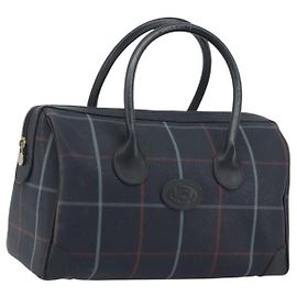 Borsa Mini Boston BURBERRY PVC Navy Gold Auth mr2850
