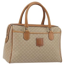Céline Borsa a mano CELINE Macadam Canvas PVC Beige Gold Auth 196656A