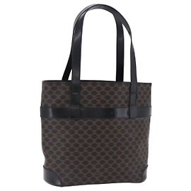 Céline Borsa a mano CELINE Macadam Canvas PVC Leather Black Gold Auth 196702