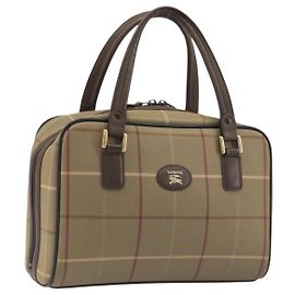 Borsa a mano Burberrys Nova Check Canvas Brown Gold Auth 198681