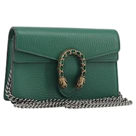 Borsa a tracolla GUCCI Duonisos in pelle Verde Oro 476432 Auth mr2815