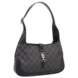 Borsa a tracolla GUCCI GG Canvas Jackie Nero Argento 01147 Auth 198724V