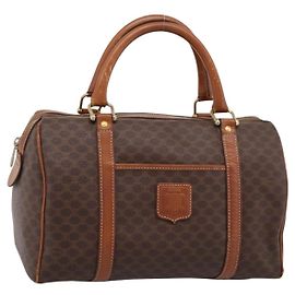 Céline Borsa a mano CELINE Macadam Canvas PVC Leather Brown Gold Auth mr2819