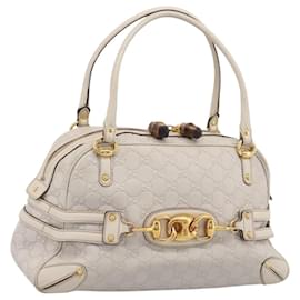 Borsa GUCCI GG Canvas Guccissima Horsebit Bamboo in pelle Ivory 159398 Auth 198338V