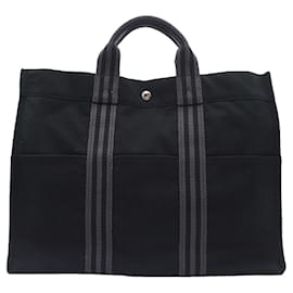 Hermès Canvas Fourre Tout MM Tote Bag Schwarz