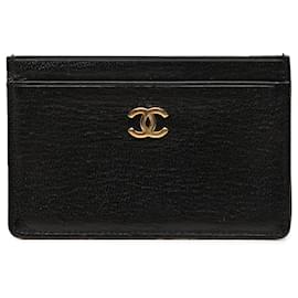 Black Chanel CC Grained Calfskin Card Holder