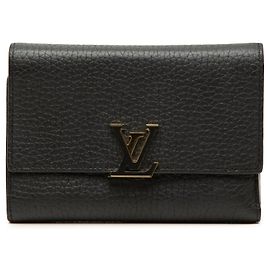 Louis Vuitton Taurillon Capucines Kompakte Geldbörse Schwarz Kleine Geldbörsen