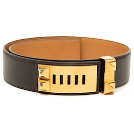 Hermès Collier de Chien Gürtel aus Box Calf Leder, braun 70