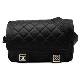 Borsa a tracolla Chanel CC Quilted Nylon Sports Line nera