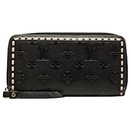 Black Louis Vuitton Monogram Empreinte Whipstitch Zippy Wallet Long Wallets
