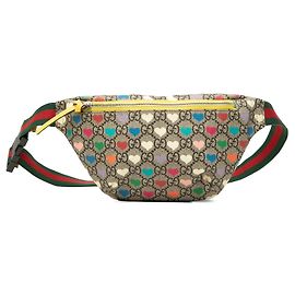 Gucci Kids GG Supreme Hearts Web Gürteltasche Beige