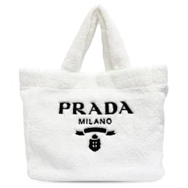 Borsa Tote Prada Spugna in spugna bianca con logo