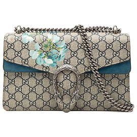 Beige Gucci Medium GG Supreme Blooms Dionysus Shoulder Bag