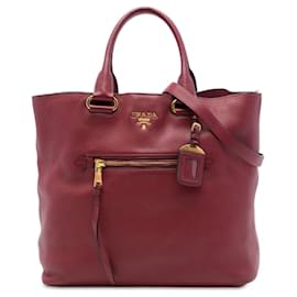 Rote Prada Vitello Daino Open Convertible Tote Satchel