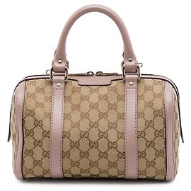 Borsa Boston Satchel Gucci Joy Small in tela GG beige