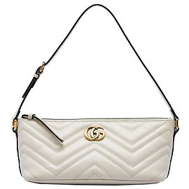 Borsa a tracolla Gucci GG Marmont in pelle di vitello matelassé bianca
