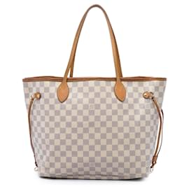 Borsa Tote Louis Vuitton Damier Azur Neverfull MM Bianca