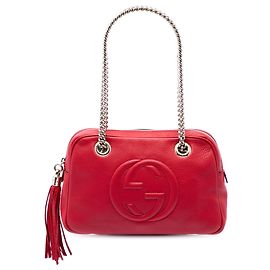 Borsa a tracolla Soho Chain Zip in pelle di vitello rossa Gucci