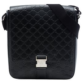 Borsa a tracolla con patta Gucci Guccissima Nera