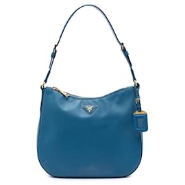 Borsa a tracolla Prada Saffiano Lux Blu