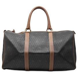 Borsa da viaggio Dior in tela rivestita con motivo a nido d'ape nera