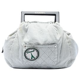 Borsa Chanel Coco Paris in tela a righe grigia