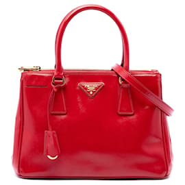 Borsa Prada Galleria Double Zip Small in Saffiano Vernice rossa