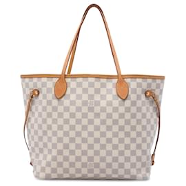 Borsa Tote Louis Vuitton Damier Azur Neverfull MM bianca