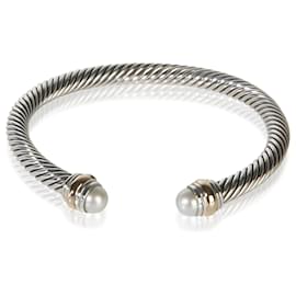 Bracciale David Yurman Cable Classic in oro giallo, argento sterling e perla