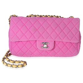 Borsa Chanel Medium Flap in jersey traforato matelassé rosa