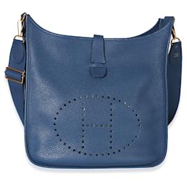 Hermès Blue Agate Clemence Evelyne 33 GM GHW