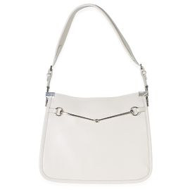 Borsa a tracolla slim Gucci Horsebit in pelle di vitello bianca