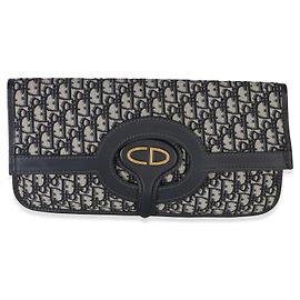 Christian Dior Fold-Over Clutch aus Oblique Canvas in Navy