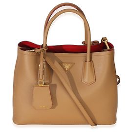 Prada Caramel Red Saffiano Medium Cuir Tote