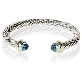 Bracciale Cable David Yurman in oro giallo e argento sterling con topazio 7mm